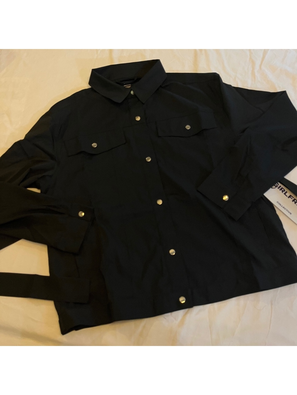 New Girlfriend Collective Wendy Tie Jacket Shacket Black Size Small